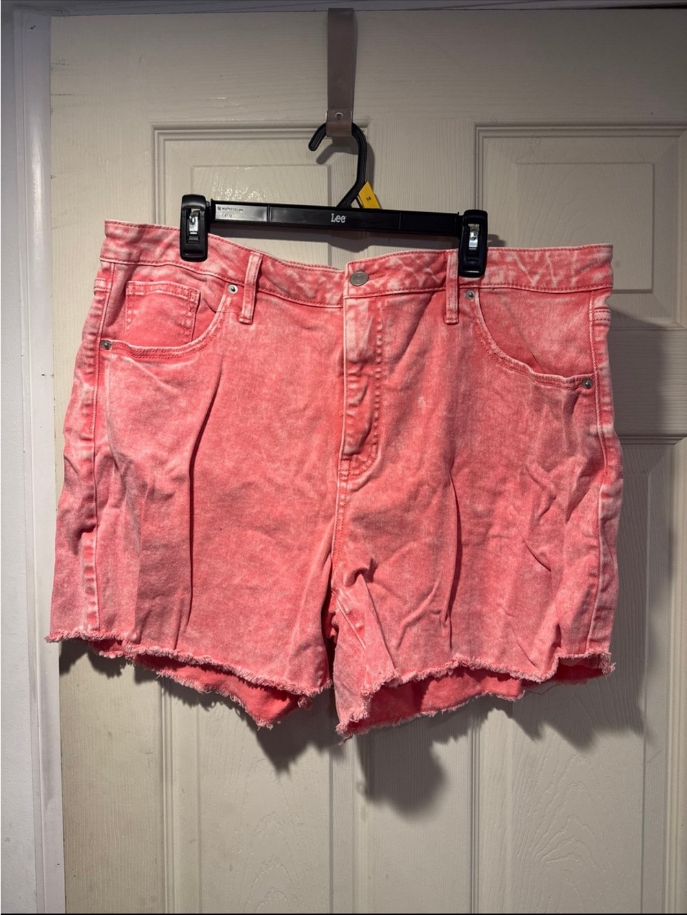 Terra & Sky Coral-Wash Denim Cutoff Shorts